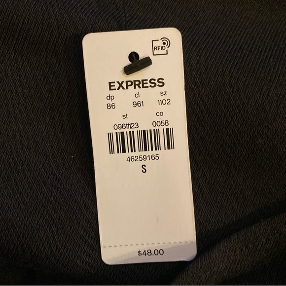 Express Ladies Black Fitted Light Weight Crew Neck Wrap Front Tee NWT Size S - Picture 4 of 5
